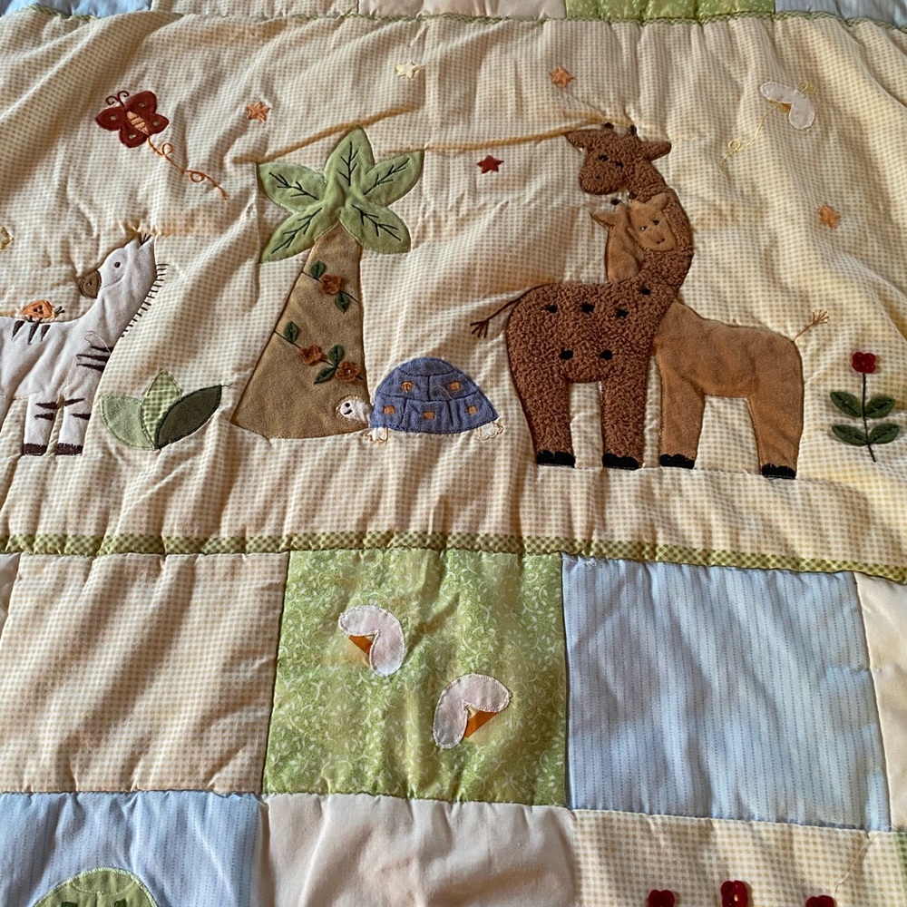 Baby Crib Quilt Coverlet Animals Floral Patchwork Reversible